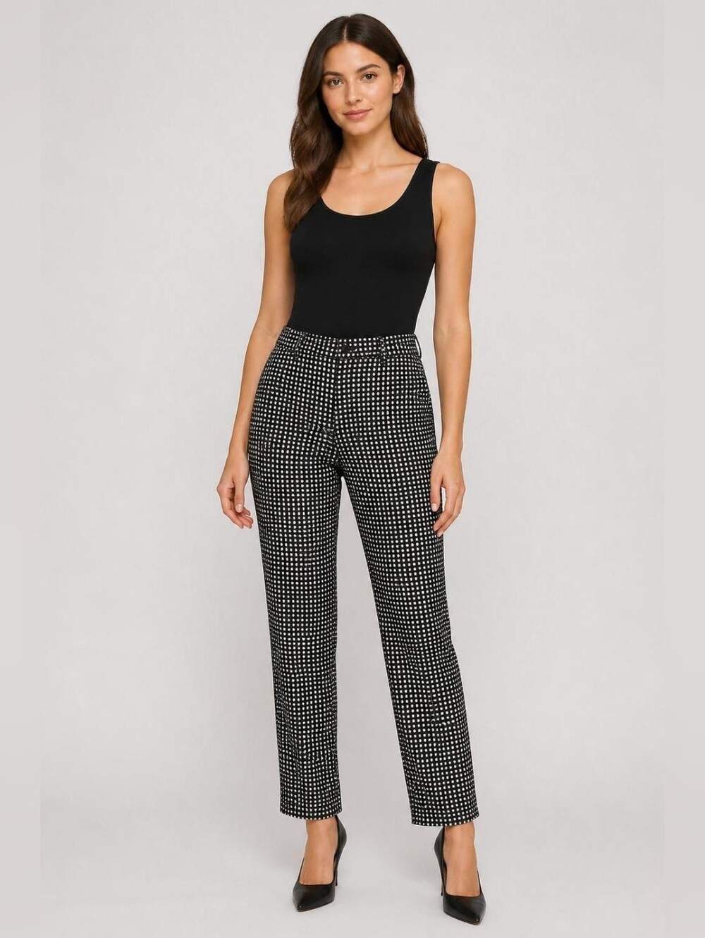 Pure Collection Black and White Checked Trousers Size 2